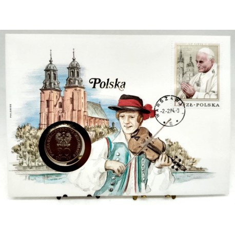 Polonia. 1984. Sobre Conmemorativo con Sello y Moneda (Nuevo) Juan Pablo II