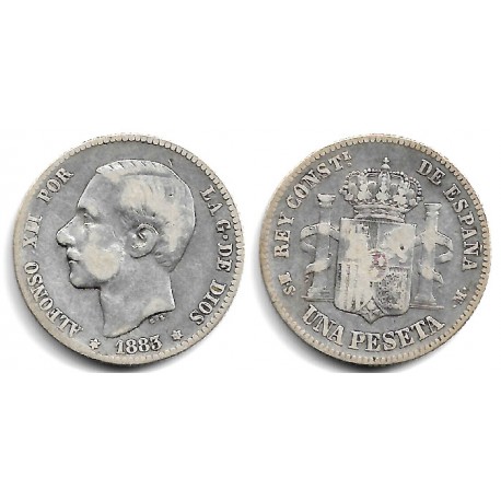 Alfonso XIII. 1883*(---83). 1 Peseta (BC) (Plata) Ceca de Madrid MS-M
