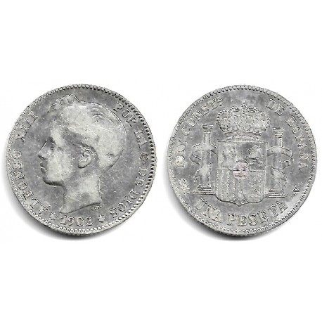 Alfonso XIII. 1902*(-----). 1 Peseta (BC/BC+) (Plata) Ceca de Madrid SM-V