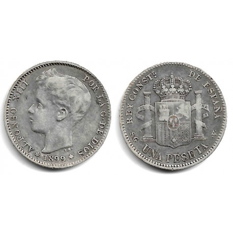 Alfonso XIII. 1899*(18---). 1 Peseta (BC+) (Plata)