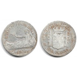 Gobierno Provisional. 1869. 1 Peseta (BC-) (Plata) Ceca de Madrid SN-M