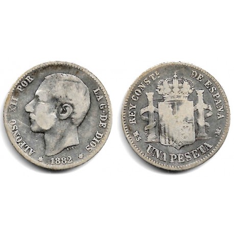 Alfonso XII. 1882*(-----). 1 Peseta (BC/BC-) (Plata) Ceca de Madrid MS-M
