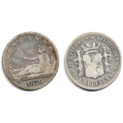 Gobierno Provisional. 1870*(-----). 1 Peseta (BC-/BC) (Plata) Ceca de Madrid DE-M