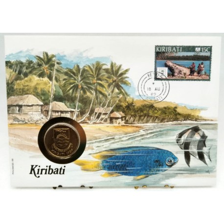Kiribati. 1989. Sobre Conmemorativo con Sello y Moneda (Nuevo)