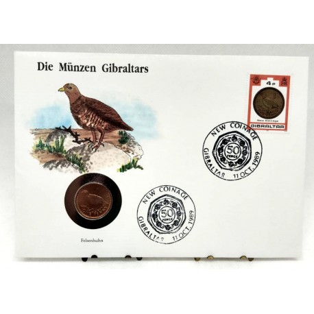 Gibraltar. 1989. Sobre Conmemorativo con Sello y Moneda (Nuevo)