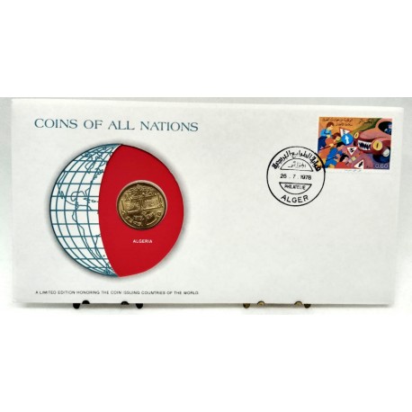 Algeria. 1978. Sobre Conmemorativo con Sello y Moneda (Nuevo)