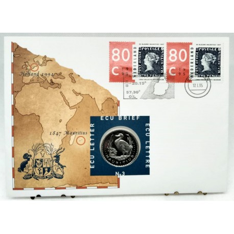 Mauricio. 1995. Sobre Conmemorativo con Sello y Moneda (Nuevo)