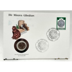 Gibraltar. 1989. Sobre Conmemorativo con Sello y Moneda (Nuevo)