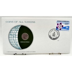 República Dominicana. 1980. Sobre Conmemorativo con Sello y Moneda (Nuevo)