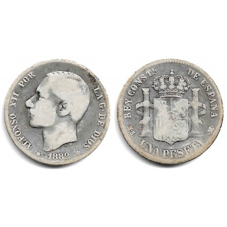 Alfonso XII. 1882*(---82). 1 Peseta (BC) (Plata) Ceca de Madrid MS-M