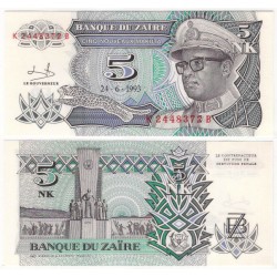 (48) Zaire. 1993. 5 Nouveaux Makuta (SC)