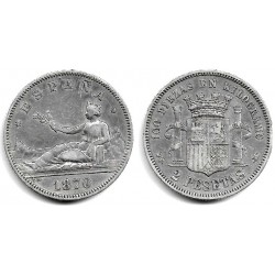 Gobierno Provisional. 1870*(18-73). 2 Pesetas (MBC) (Plata) Ceca de Madrid DE-M