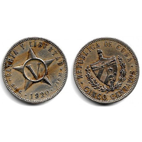 (11.1) Cuba. 1920. 5 Centavos (MBC)