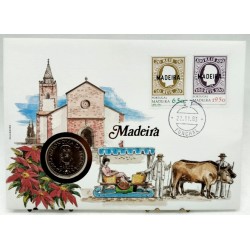 Madeira. 1983. Sobre Conmemorativo con Sellos y Moneda (Nuevo)