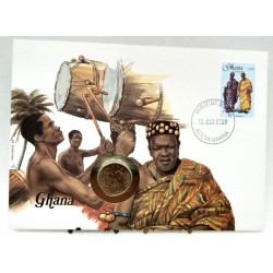 Ghana. 1989. Sobre Conmemorativo con Sello y Moneda (Nuevo)