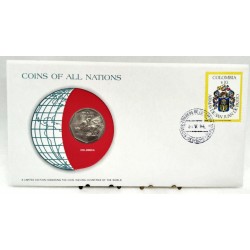 Colombia. 1984. Sobre Conmemorativo con Sello y Moneda (Nuevo)