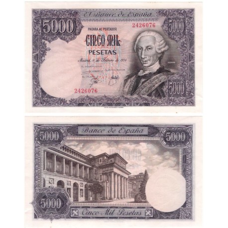 España. 1976. 5000 Pesetas (SC) Sin Serie. Leve mancha