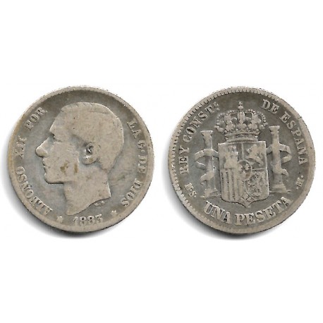 Alfonso XII. 1883*(-----). 1 Peseta (BC-) (Plata) Ceca de Madrid MS-M