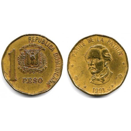 (80.1) República Dominicana. 1991. 1 Peso (BC)