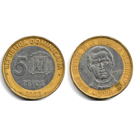 (89) República Dominicana. 2008. 5 Pesos (BC)