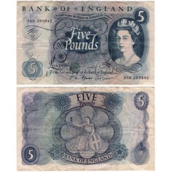 (375b) Gran Bretaña. 1963-71. 5 Pounds (MBC-) Leves roturas en margen inferior