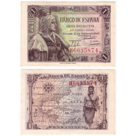 Estado Español. 1945. 1 Peseta (SC) Serie H