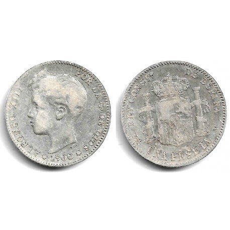 Alfonso XIII. 1900*(-----). 1 Peseta (BC) (Plata) Ceca de Madrid SM-V