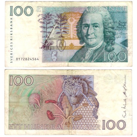 (57a) Suecia. 1988. 100 Kronor (MBC-) Leves roturas en márgenes