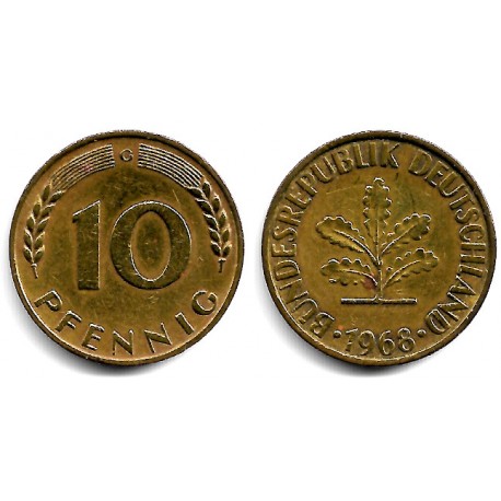 (108) Alemania. 1968(G). 10 Pfennig (MBC)