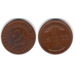 (31) Imperio Alemán (Weimar). 1924(A). 2 Rentenpfennig (BC+/BC)