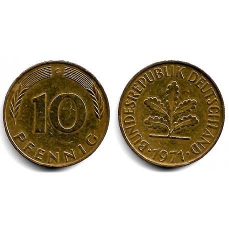 (108) Alemania. 1971(G). 10 Pfennig (MBC)
