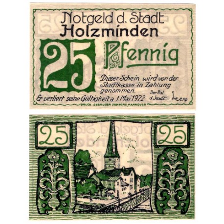 Holzminden (Brunswick). 1922. 25 Pfennig (EBC+)
