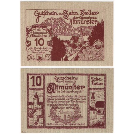 Altmünster (Alta Austria). 1920. 10 Heller (EBC+)