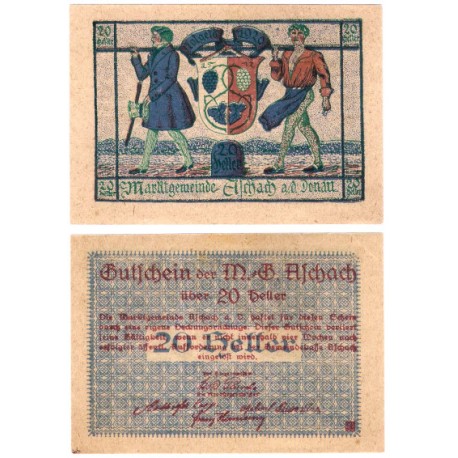 Aschach an der Donau. 1920. 20 Heller (EBC+)