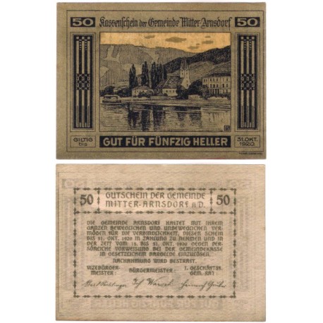 Mitterarnsdorft. 1920. 50 Heller (EBC+)