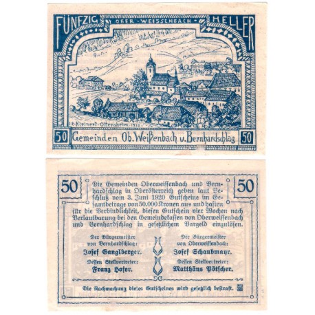Oberweissenbach. 1920. 50 Heller (EBC+)