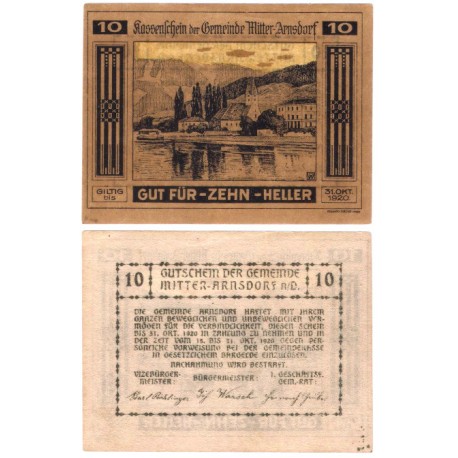 Mitterarnsdorft. 1920. 10 Heller (EBC+)