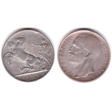 (68.1) Italia. 1927. 10 Lira (MBC) (Plata)