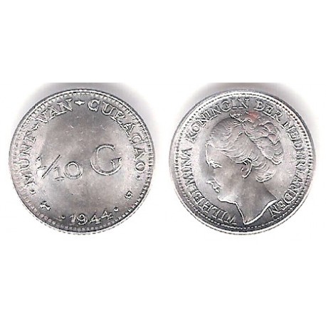 (43) Curasao. 1944D. 1/10 Gulden (EBC+) (Plata)
