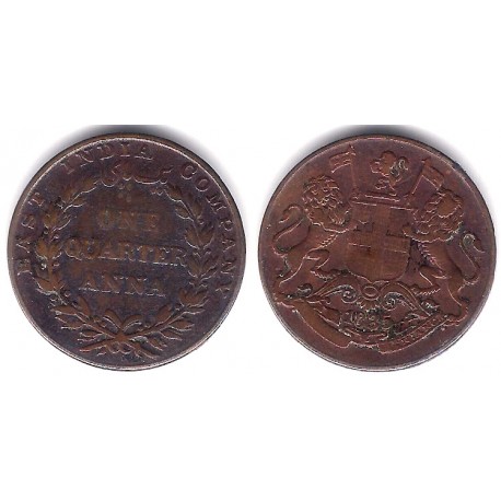 (446.2) India Británica. 1835. Quarter Anna (MBC) Bombay 25,2mm