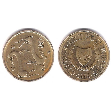 (54.3) Chipre. 1998. 2 Cents (EBC)