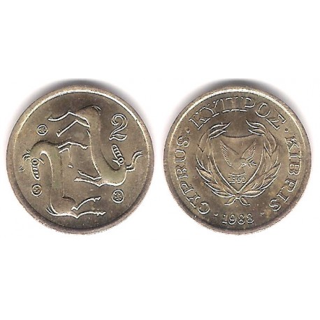 (54.2) Chipre. 1988. 2 Cents (EBC)