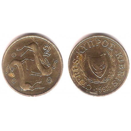 (54.3) Chipre. 1992. 2 Cents (MBC)