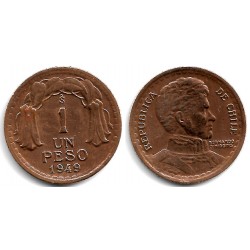 (179) Chile. 1949. 1 Peso (BC+/BC)
