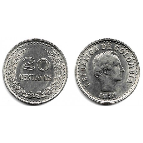(246.1) Colombia. 1974. 20 Centavos (MBC+)