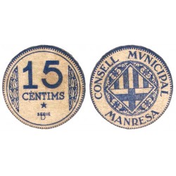 Manresa. 1937. 15 Céntimos (MBC+) Serie D. Leve Mancha