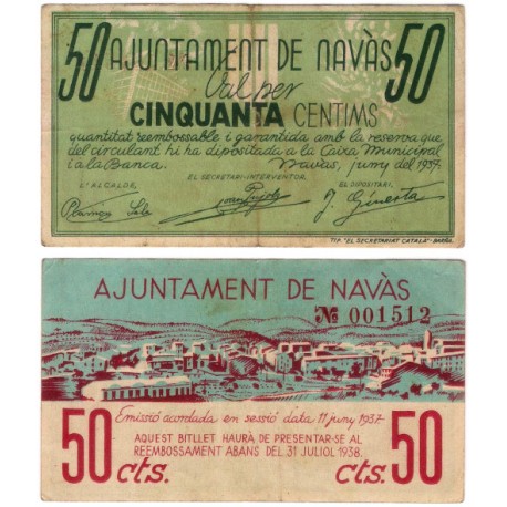 Navàs. 1937. 50 Céntimos (MBC+/MBC)