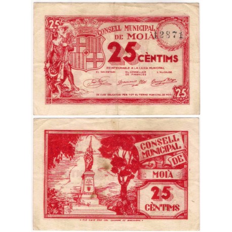 Moià. 1937. 25 Céntimos (MBC/MBC+)