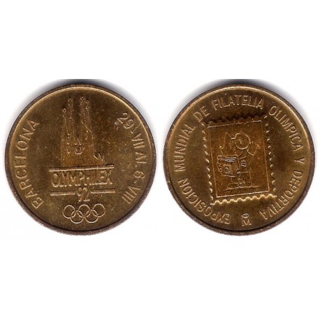 Medalla Conmemorativa. Barcelona 1992. Exposición Mundial de Filatélia Olímpica y Deportiva (SC) 30mm