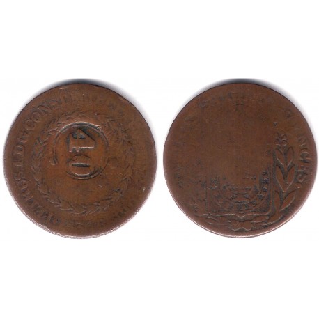 (444.1) Brasil. 1835(1830R). 40 Reis sobre 80 Reis (BC)